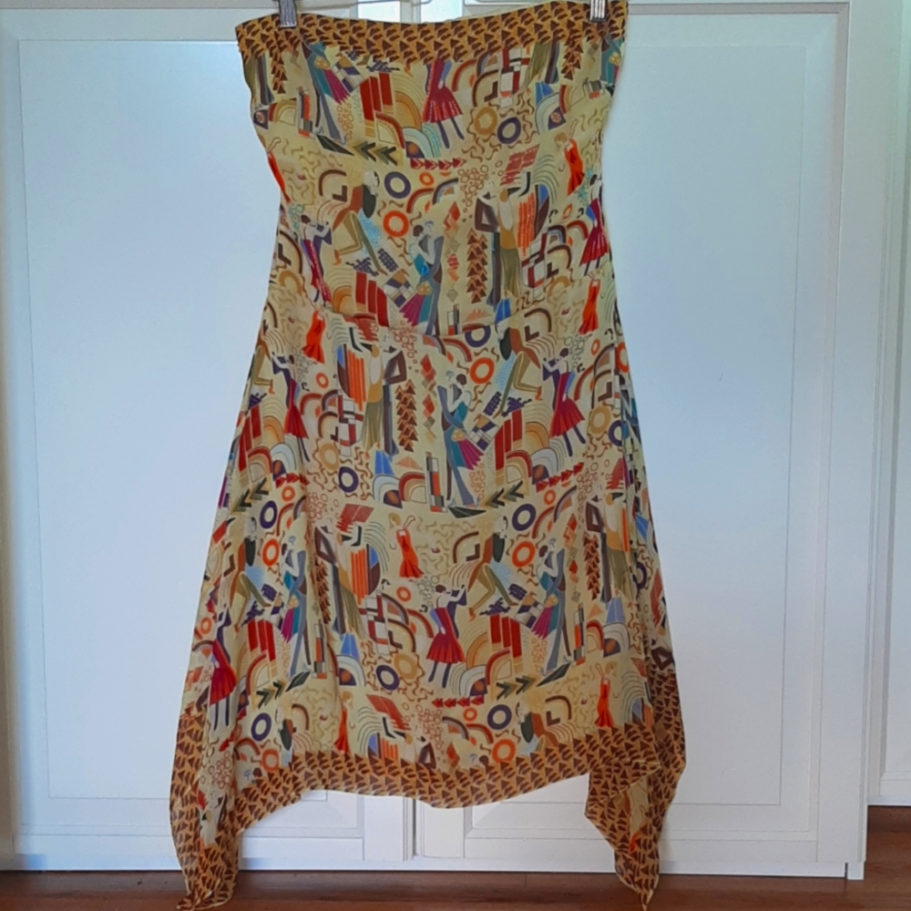 Vintage Kay Unger Strapless Beaded Silk Dress